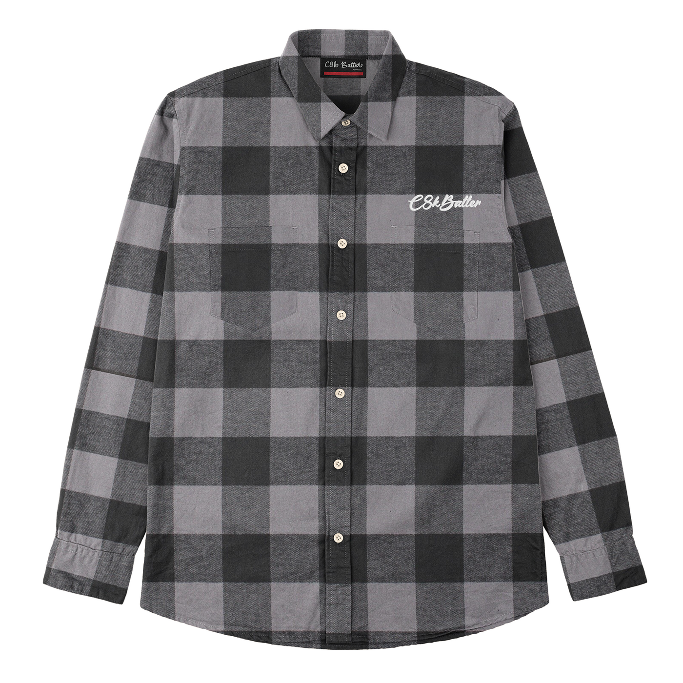 SIGNATURE C8K  LONG SLEEVE FLANNEL - BLACK AND GREY