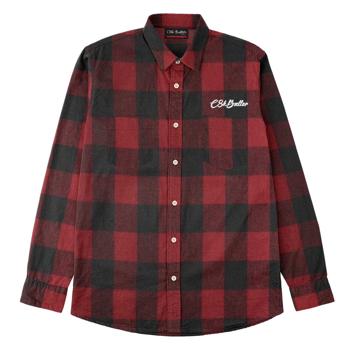 SIGNATURE C8K  LONG SLEEVE FLANNEL - RED AND BLK